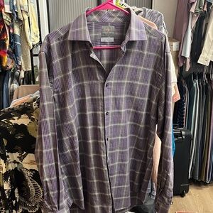 Thomas Dean Purple Checkered Men's Shirt